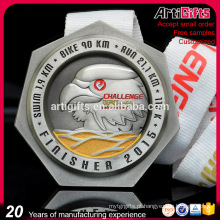 Seu próprio logotipo executar sua própria corrida maratona singapura medalha de metal 3d pewter antigo